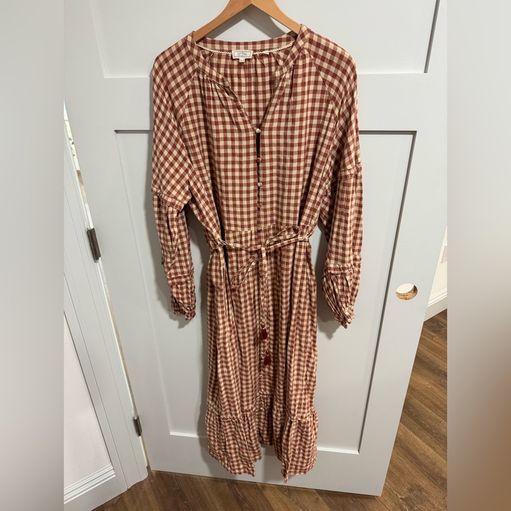 Fat Face Checkered Long Sleeve Dress